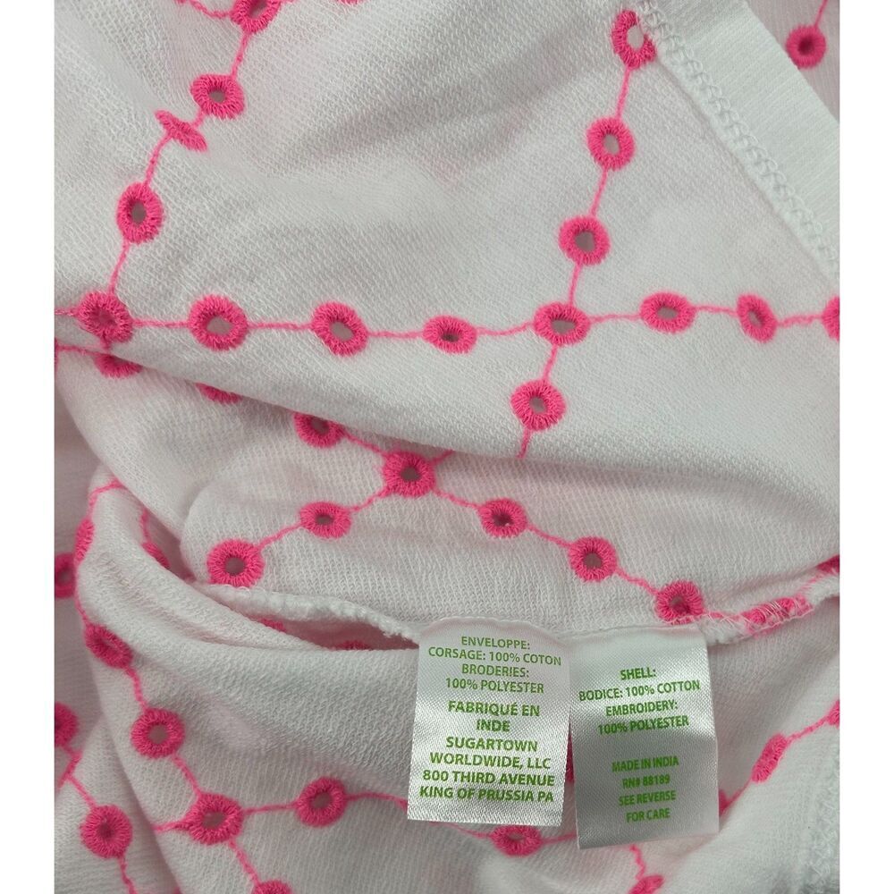 Lilly Pulitzer Jansen Eyelet Long Sleeve Prosecco Pink Oversized Diamond Knit L - Picture 3 of 5